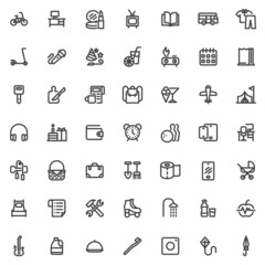 Lifestyle and entertainment line icons set