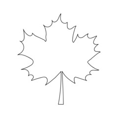 Line monochrome illustration of leaf of maple. Suitable for signboards, shops, banners, books etc. Vector silhouette.