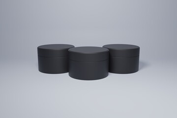 3d packaging template with circular shaped box for jewelry, luxury product - Empty black box layout for brand design and package design 