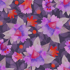 Fototapeta na wymiar Seamless pattern.Bright floral ornament. Background for printing on fabric, paper. Scrapbooking, postcard, packaging, wrapper.