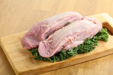 Raw pork tongue for cooking