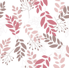 Print. Seamless background with foliage. Botanical pattern. Pink floral pattern. Wedding decoration. paper, fabric, wallpaper