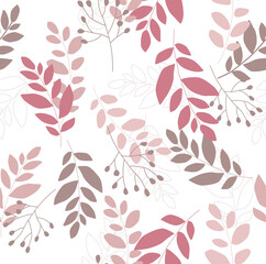 Print. Seamless vector background with foliage. Botanical pattern. Pink floral pattern. Wedding decoration. paper, fabric, wallpaper