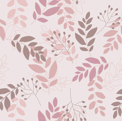 Print. Seamless background with foliage. Botanical pattern. Pink floral pattern. Wedding decoration. paper, fabric, wallpaper