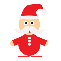 Vector simple icon cartoon illustration of cute smiling standing Santa Claus, isolated on white background. Christmas design element in flat style