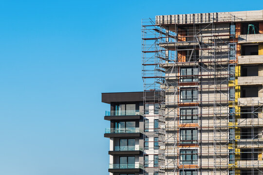 Scaffolding Around Incomplete Apartment Building