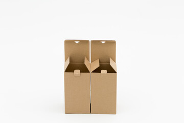 Two open cardboard boxes on a white background