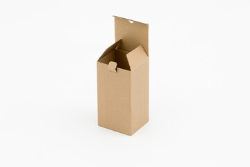 Open cardboard box on a white background