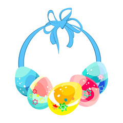Easter decoration. Eggs for the feast of consecration. Digital, colorful drawing for postcards and stickers. Congratulations on the Easter holiday.Printing on fabric and paper.