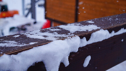 snow covered wood