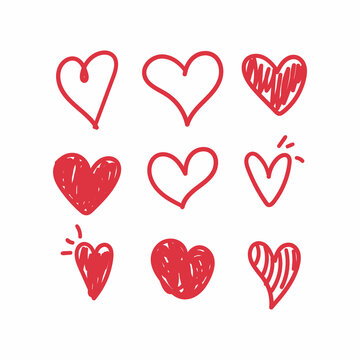 Heart doodle handrawn, ilustrasi vektor