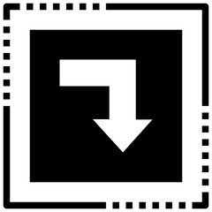 TURN DOWN glyph icon,linear,outline,graphic,illustration