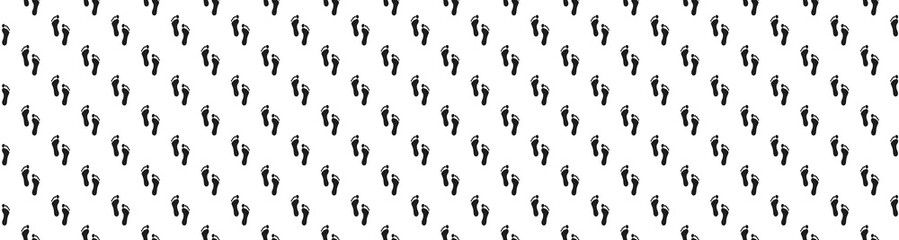 the trail of a man on a white background. black trail. a seamless pattern of images of a human footprint on a white background. Banner for insertion into site. 3d rendering. 3d image.