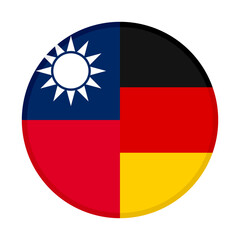 round icon with taiwan and germany flags. vector illustration isolated on white background