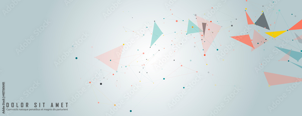 Aufkleber Network connection technology. Vector connect dots and lines. Abstract polygonal design. Color triangle concept