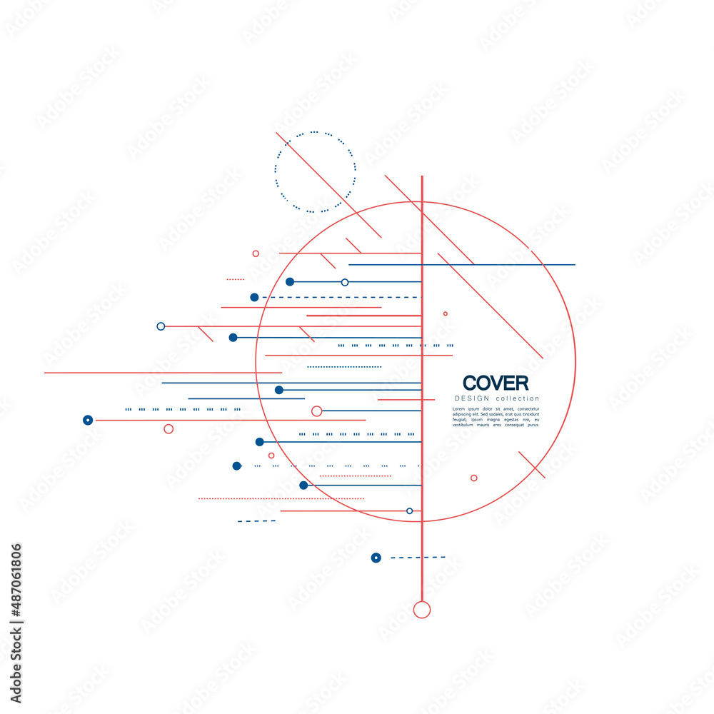 Poster vector lines and circles abstract connection. vector technology illustration on white background. de