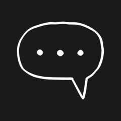 Cloud conversation bubble icon. White black sketch. Vector Illustration