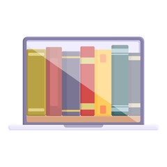 Online book stack icon cartoon vector. Digital library. School store
