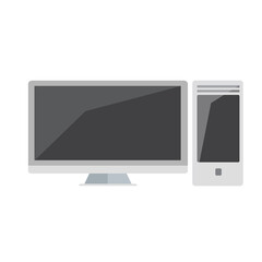 The computer icon. PC symbol. Flat Vector illustration. Simple cartoon flat icon on white