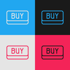 Pop art line Buy button icon isolated on color background. Financial and stock investment market concept. Vector