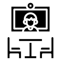 VIDEO CONFERENCE glyph icon,linear,outline,graphic,illustration