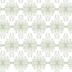Pastel line green flowers white pattern abstract. Cute seamless pattern with floral doodle. Texture, textiles, children wallpaper.