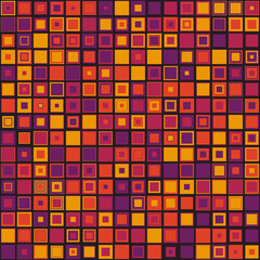 Bright colored seamless square pattern with simple shapes. Vector illustration