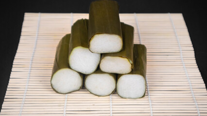 a stack of Indonesian rice cakes from above