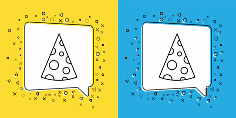 Set line Cheese icon isolated on yellow and blue background. Vector