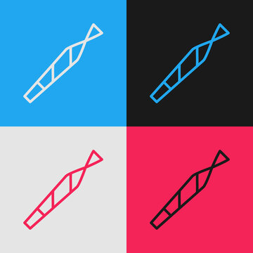 Pop art line Marijuana joint, spliff icon isolated on color background. Cigarette with drug, marijuana cigarette rolled. Vector