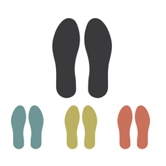 Orthopedic insoles for shoes in different colors (yellow, blue, red).