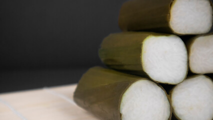 close up a stack of Indonesian rice cakes