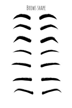 A set of different brows shapes. Beauty salon, brows bars concept.