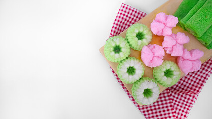 cut out assorted popular indonesian market munches in a white background