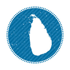 Sri Lanka striped retro travel sticker. Badge with map of country, vector illustration. Can be used as insignia, logotype, label, sticker or badge of Sri Lanka.