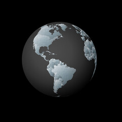 Low poly globe centered on Trinidad and Tobago. Red polygonal country on the globe. Satellite view of Trinidad and Tobago. Attractive vector illustration.