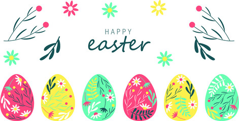 easter eggs with flowers