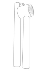 Garlic crusher vector outline. Kitchenware.
