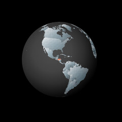Low poly globe centered on Honduras. Red polygonal country on the globe. Satellite view of Honduras. Appealing vector illustration.