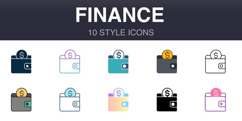 Finance 10 style universal icons, line, outline, simple, flat, filled, two coloured, gradient elements