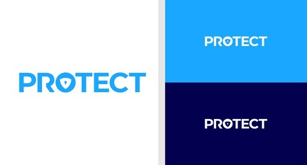 PROTECT LOGO WORDMARK SHIELD NEGATIVE SPACE EDITABLE