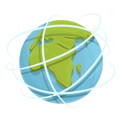 Global trip icon cartoon vector. Globe travel. Map earth