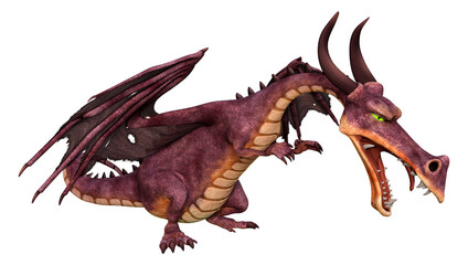 3D Rendering Fairy Tale Dragon on White