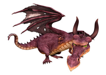 3D Rendering Fairy Tale Dragon on White