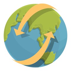Plane travel icon cartoon vector. Map earth. Planet trip