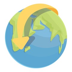 Earth landmark icon cartoon vector. Glove travel. Plane trip