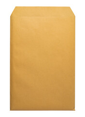 Brown envelope front and back isolated on white background. Letter top view.