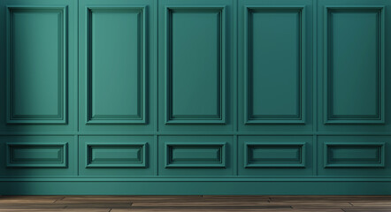 Classic luxury green empty interior with wall molding panels - 487069275