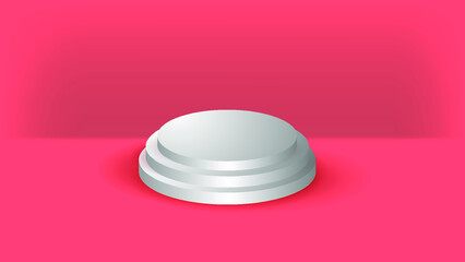 Podium circle realistic background vector 3D illustration. With pink color and decor. illustrator vector. 