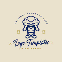 cute cartoon character logo. cute character logo template with glasses.